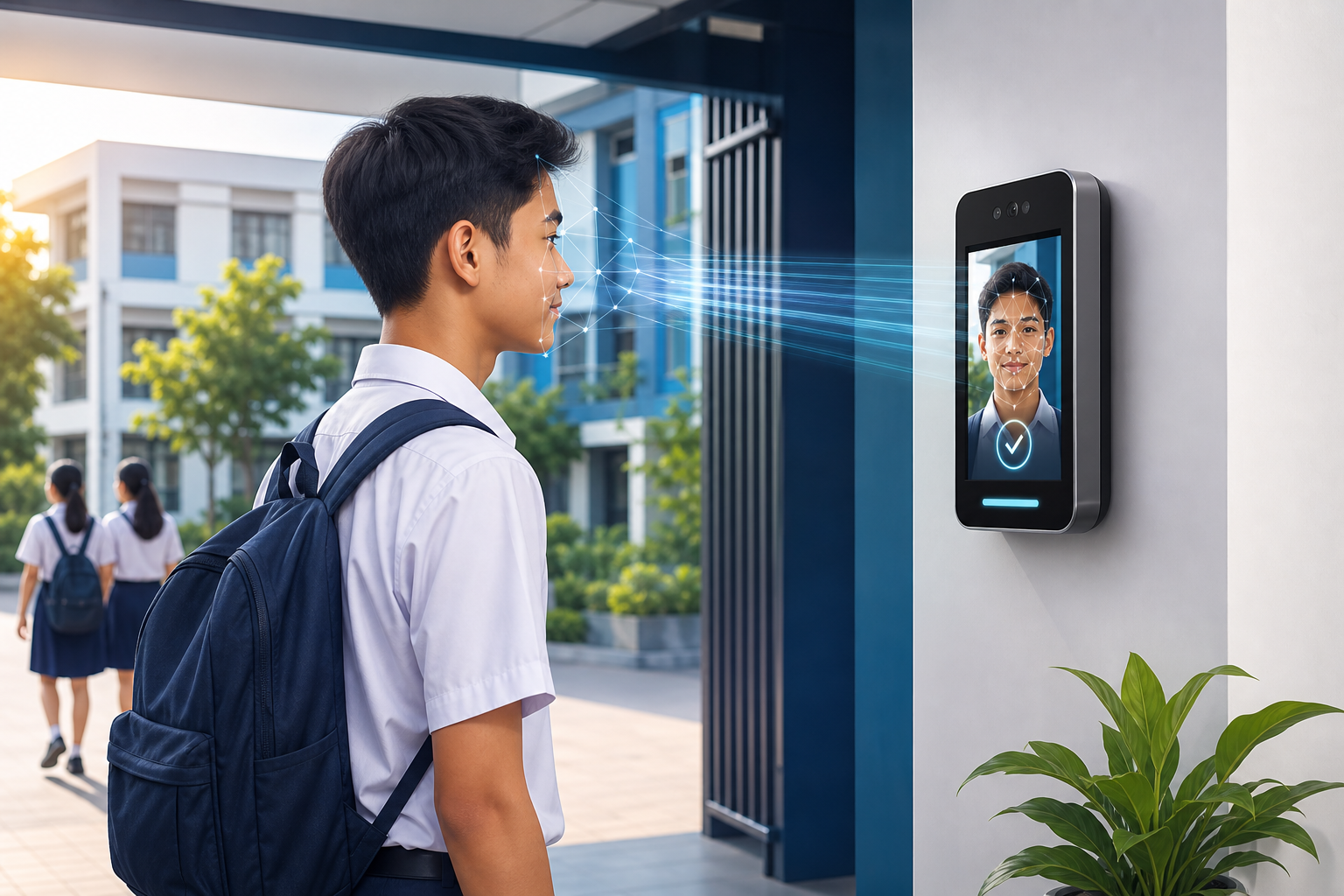 Ilustrasi face recognition untuk absensi sekolah